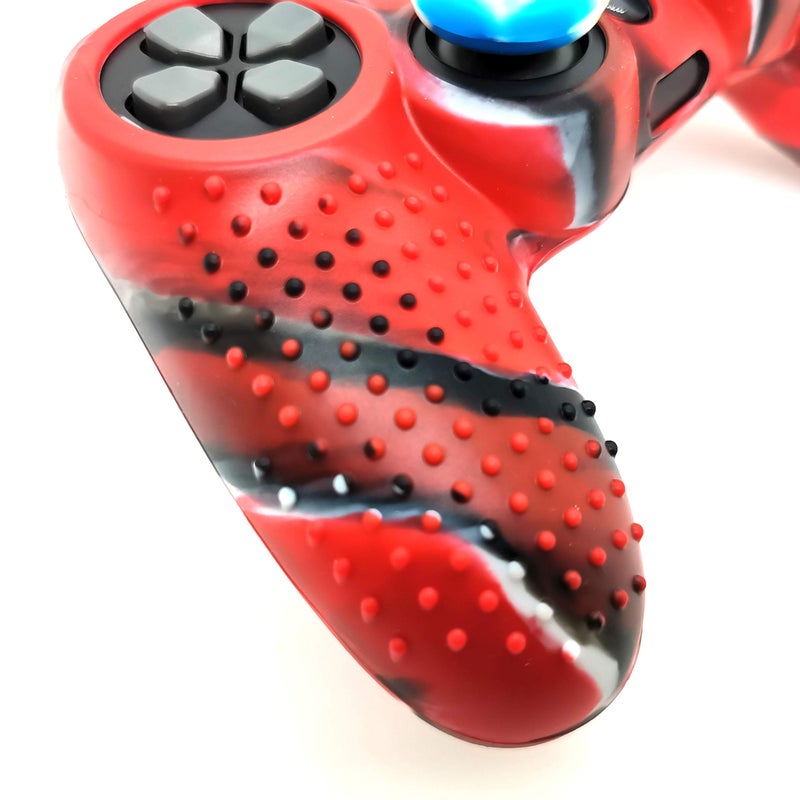 Asokex Silicone Skin Cover for Ps4 Controller (1pc Anti-Slip Case, 1 Pair L2 R2 Trigger Extender, 4pcs Thumb Grips,4pcs LED Light Bar Decal) Protector for DualShock PS4/ Slim/Pro Controller (red granular) - Image 4